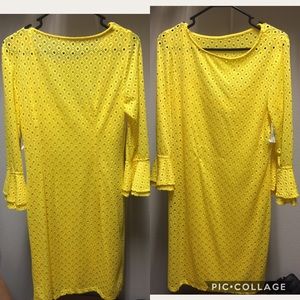 New! Yellow dotted lace dress.